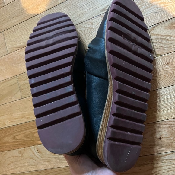 {Bernardo} Black Leather Wedge Loafers - Picture 9 of 9